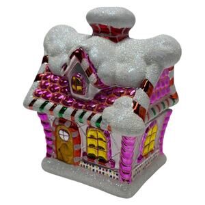 Christopher Radko Candy Chateau Gingerbread House Christmas White Pink 2004